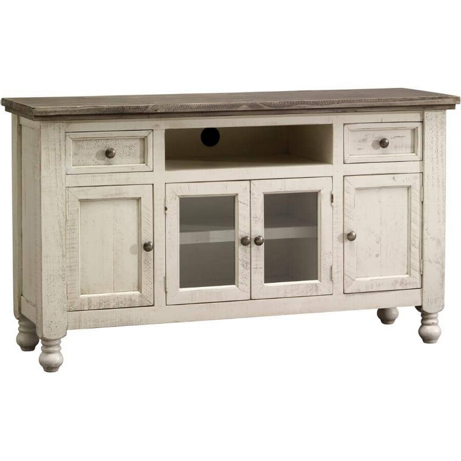 Suga 60 Inch TV Entertainment Console, 2 Drawers, 4 Doors, Pine Wood ...