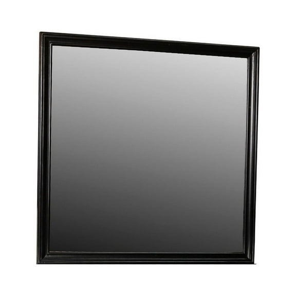 Benjara Umi 39 x 39 Dresser Mirror, ed Design Solid Wood Black Square Frame