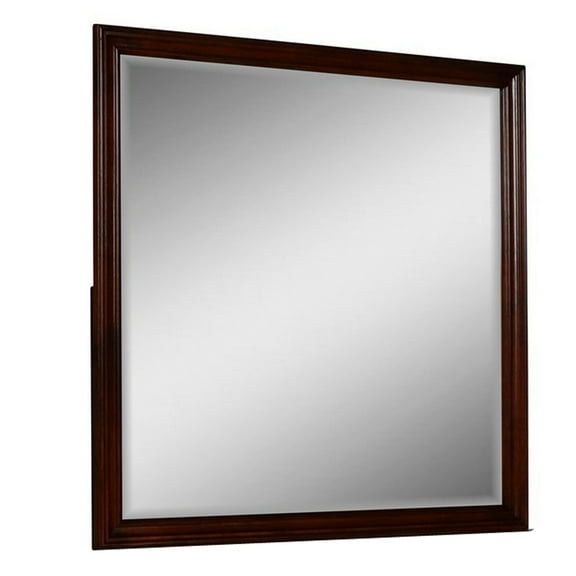Benjara Umi 39 x 39 Dresser Mirror, ed Design Solid Wood Cherry Square Frame