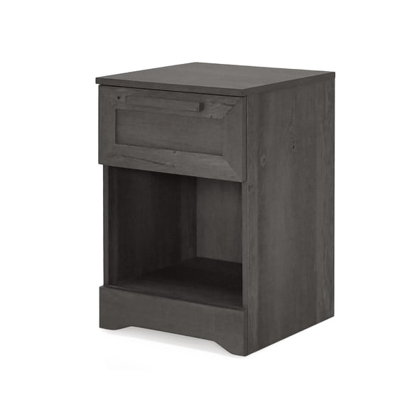 Benjara Vinie Nightstand with 1 Drawer and Shelf, Modern Taupe Gray Finish
