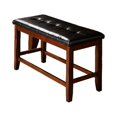 thumbnail image 1 of BenJara Wooden Bench with Tufted Seat In Dark Brown, 1 of 2