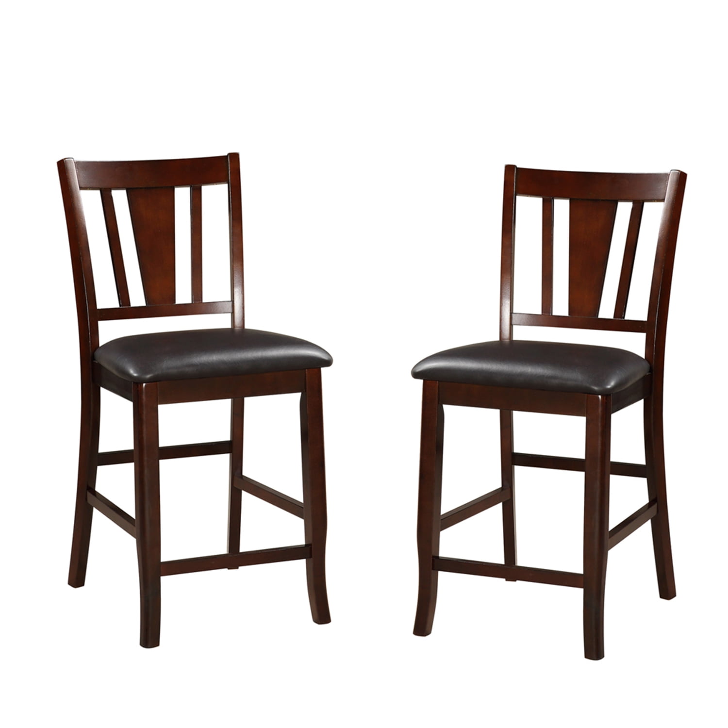 Elegant Black Faux Leather & Wood High Chair, Set of 2