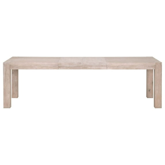 BenJara Wooden Rectangular Dining Table with Two Extension Leaves and Block Legs, Brown