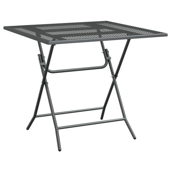 Benjara BM325621 32 in. Zofi Square Outdoor Foldable Patio Table, Gray Mesh Metal