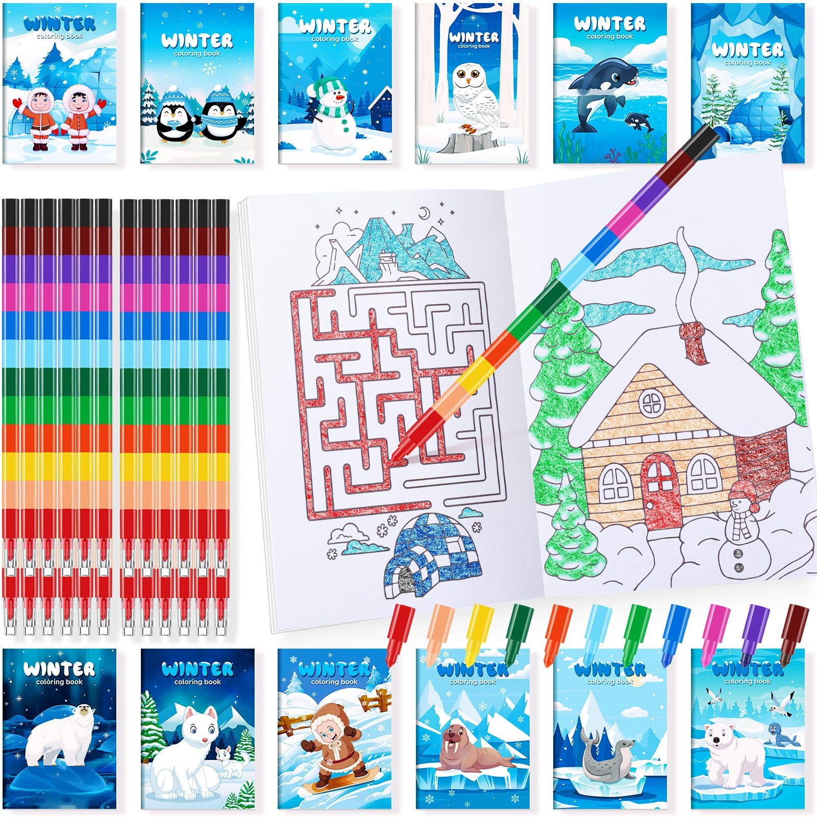 Abeec 24 Stacking Crayons - Party Bag Fillers For Kids Bags Twistable