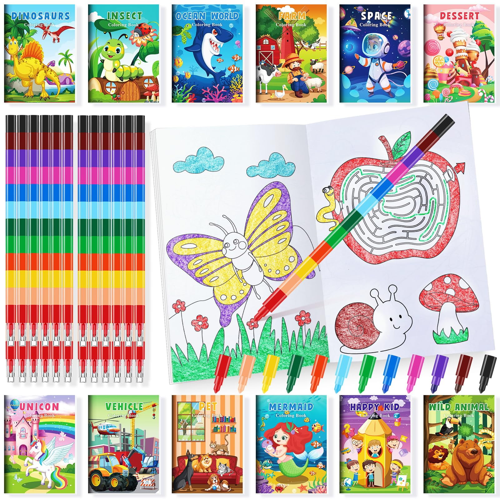 BenLouis Coloring Books for IFF17 Kids With Stacking Set Mini Coloring ...