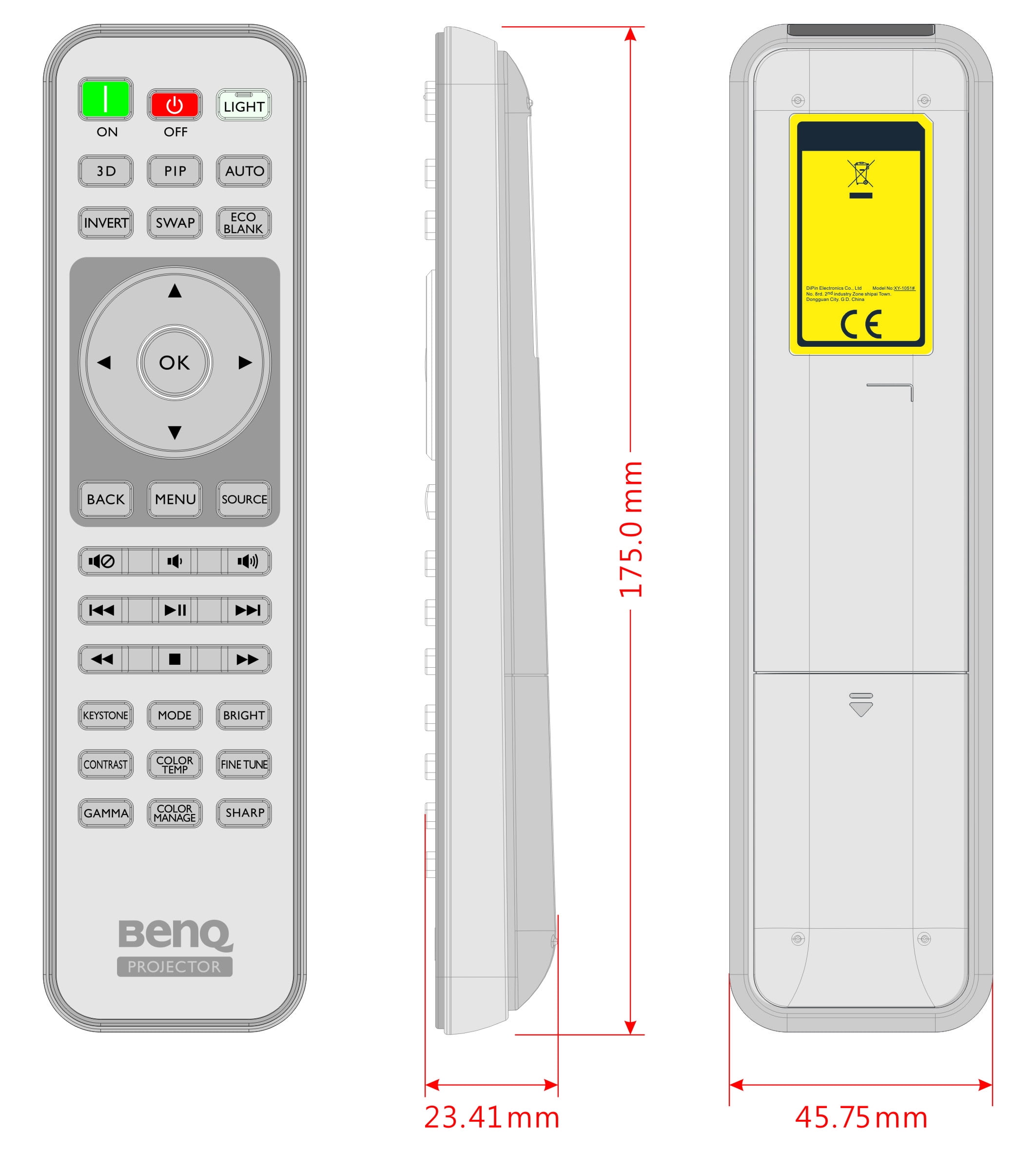 New For Benq Projectors Remote Control HD227D TH750 W1070