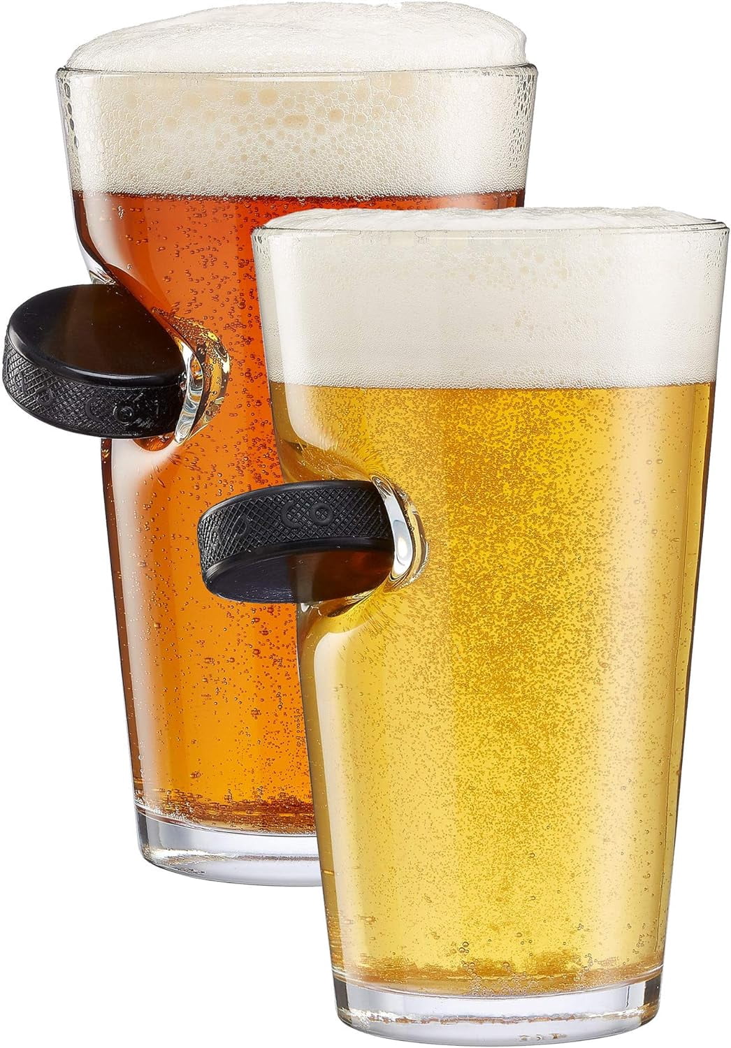 BenShot Hockey Puck Pint Glass 16oz Made in the USA [Set of 2]