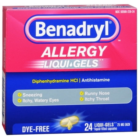 Benadryl Allergy Liqui-Gels Dye-Free, 24 Liqui-Gels (Pack of 4)