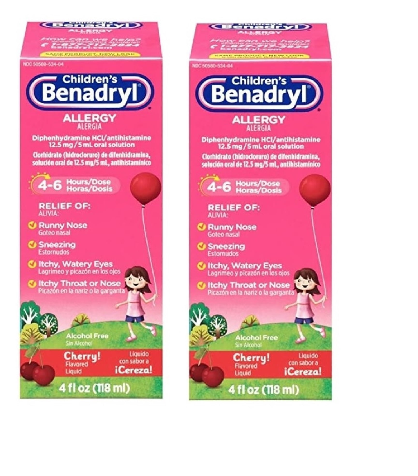 Benadryl Allergy Liquid Cherry For Children 4 oz (Pack of 2)