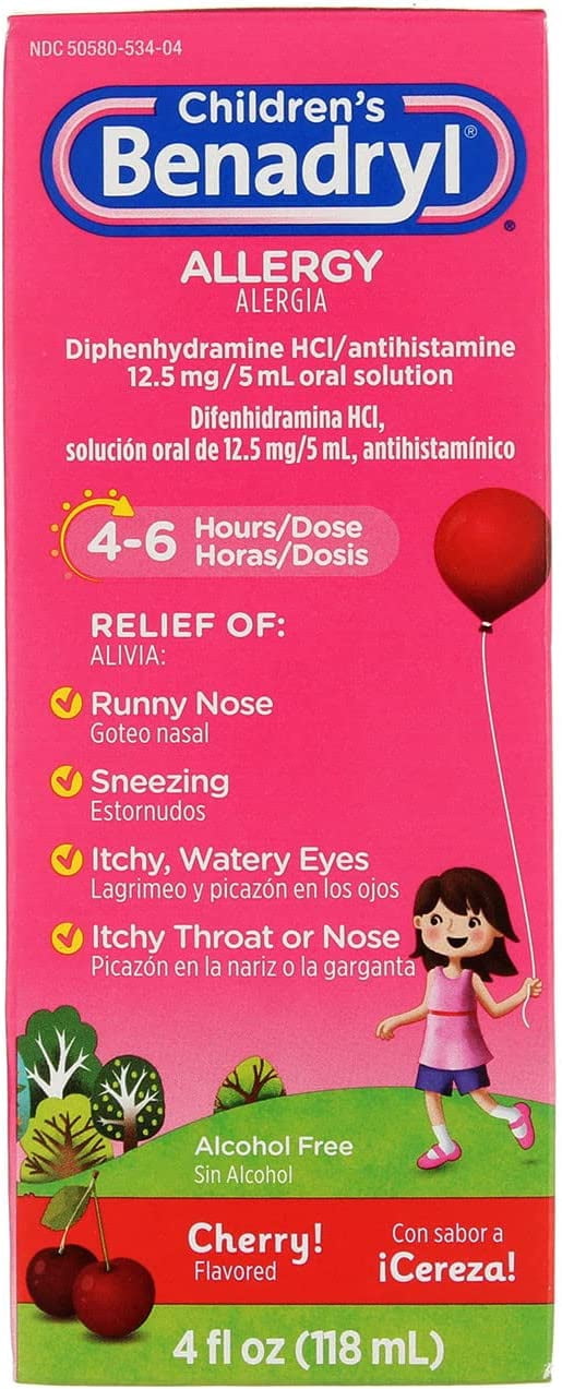 Benadryl Allergy Liquid Cherry For Children 4 oz (Pack of 3)
