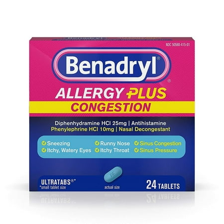 Benadryl Allergy Plus Congestion Ultra Tablets, 24 Count each