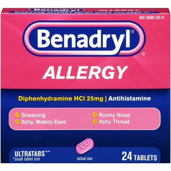 Benadryl Allergy Relief Ultratab Tablets 24 ea (Pack of 3)