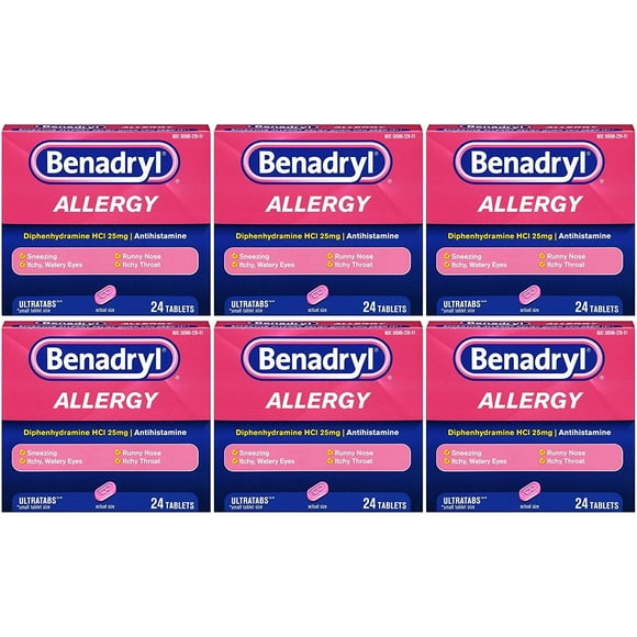 Benadryl Allergy Tablets, 24 Ct (6 Pack) (Bundle)