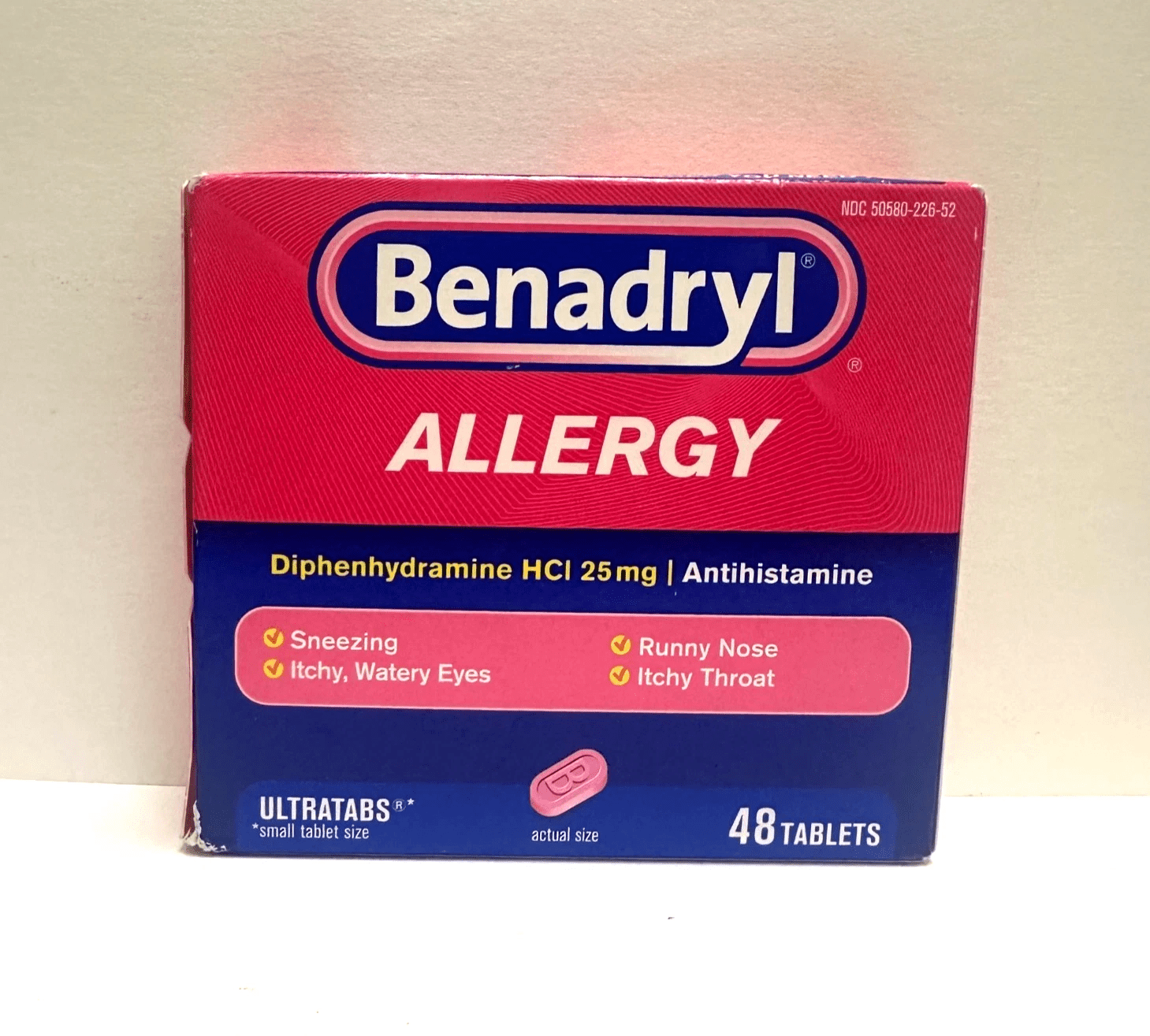 Benadryl Ultratab Antihistamine Allergy Medicine Tablets, 48
