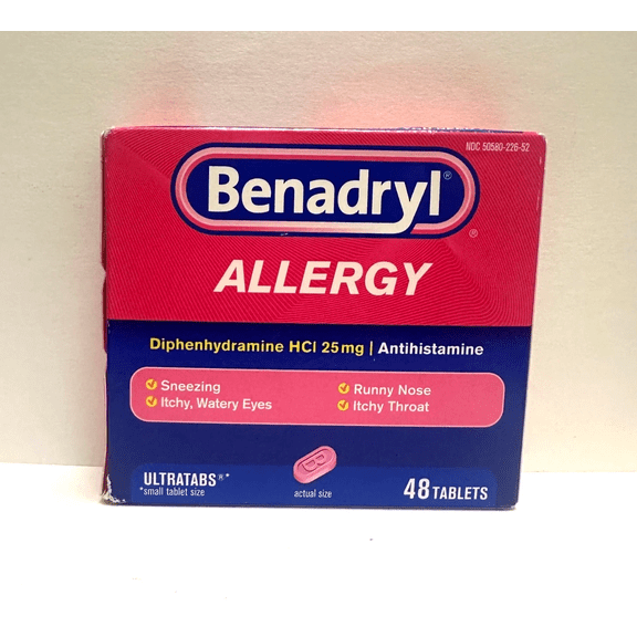 Benadryl Ultratab Antihistamine Allergy Medicine Tablets, 48