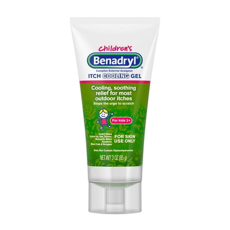 Benadryl Anti-Itch Camphor Cooling Gel for Kids, Travel Size, 3 oz