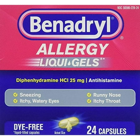 Benadryl Dye-Free Allergy Relief LiquiGels -- 24 Liquid Gel Capsules