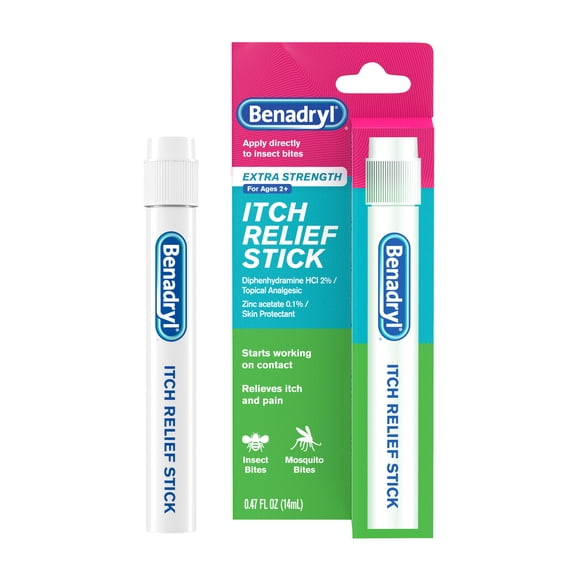 Benadryl Itch Relief Stick Extra Strength, Rashes, Insect Bites, Pocket Friendly, .47 ounces