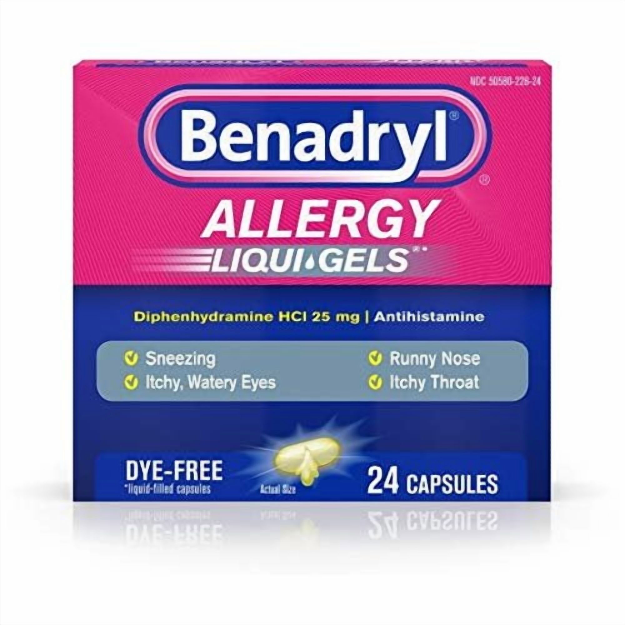 Benadryl Allergy Liqui-Gels Dye-Free 24 Liqui-Gels (Pack of 6)