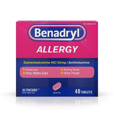 Benadryl Ultratab Antihistamine Allergy Medicine Tablets, 48 Count