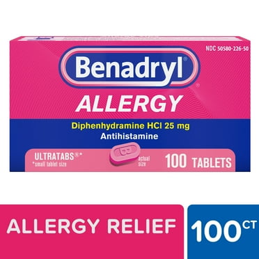 Benadryl Ultratabs Antihistamine Cold & Allergy Relief Tablets, 100 Ct