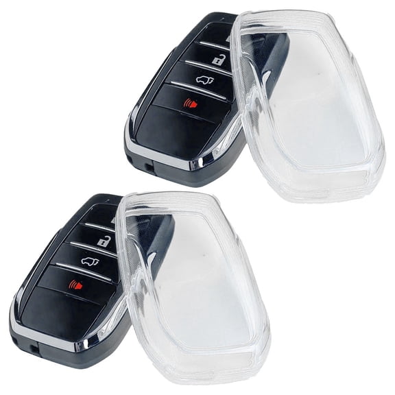 Benafini 2Pc for Toyota Transparent Clear Smart Car Key Fob Cover Case Holder Accessories