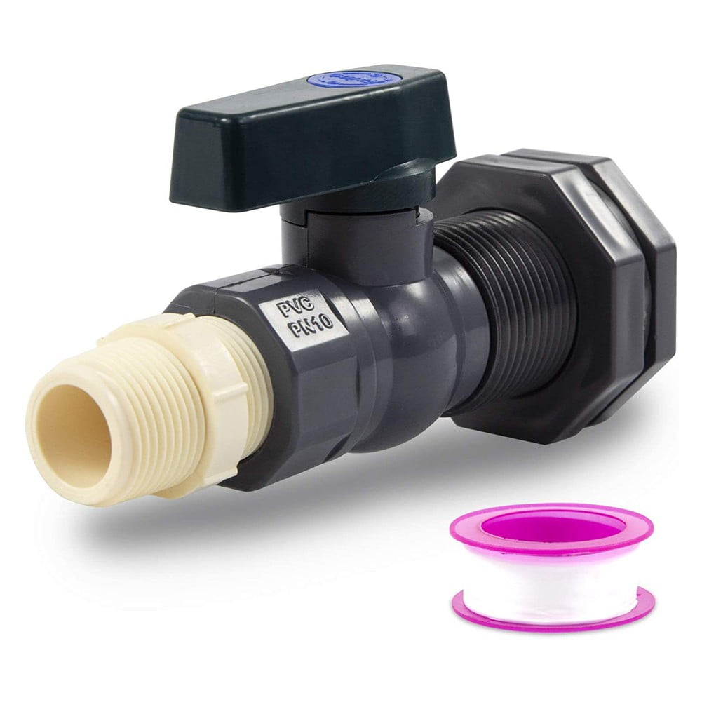 Benafini 3/4 inch Pvc Rain Barrel Spigot Diverter Kit Valve Bulkhead