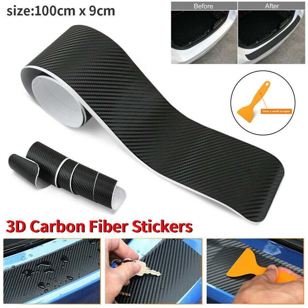 104cm x 9cm Black Carbon Fiber Look Rear Bumper Vinyl Film Sticker Waterproof