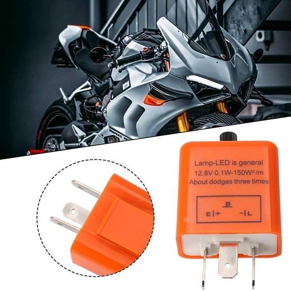 Benafini Universal 12V 3 Pin Led Flasher Relay for Motorcycle Turn Signal Light