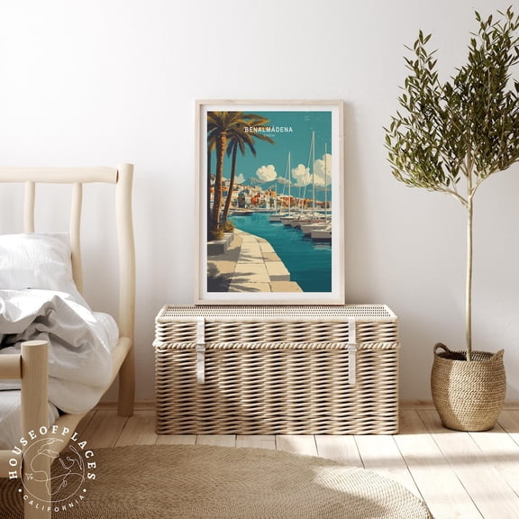 Benalmadena Spain Minimalist Cityscape Wall Art Home Decor