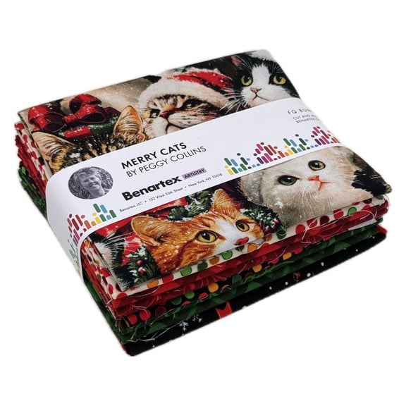 Benartex - Merry Cats Fat Quarter Bundle by Peggy Collins 8 pcs