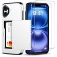 thumbnail image 1 of Benbenjaytek for iPhone 16 Wallet Case with Card Holder + 2 Tempered Glass Screen Protector Protective Dual Layer Shockproof Hidden Card Slot Slim Case Women Men iPhone 16 6.1 inch 2024 (White), 1 of 7