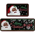 thumbnail image 1 of POLOHOMEE 2 Pcs Christmas African American Santa Kitchen Rugs and Mats Set Non Slip Black Santa Bathroom Rugs Plaid Snowflake Cabin Rug Door Mat for Xmas Christmas Kitchen Decor, 1 of 5