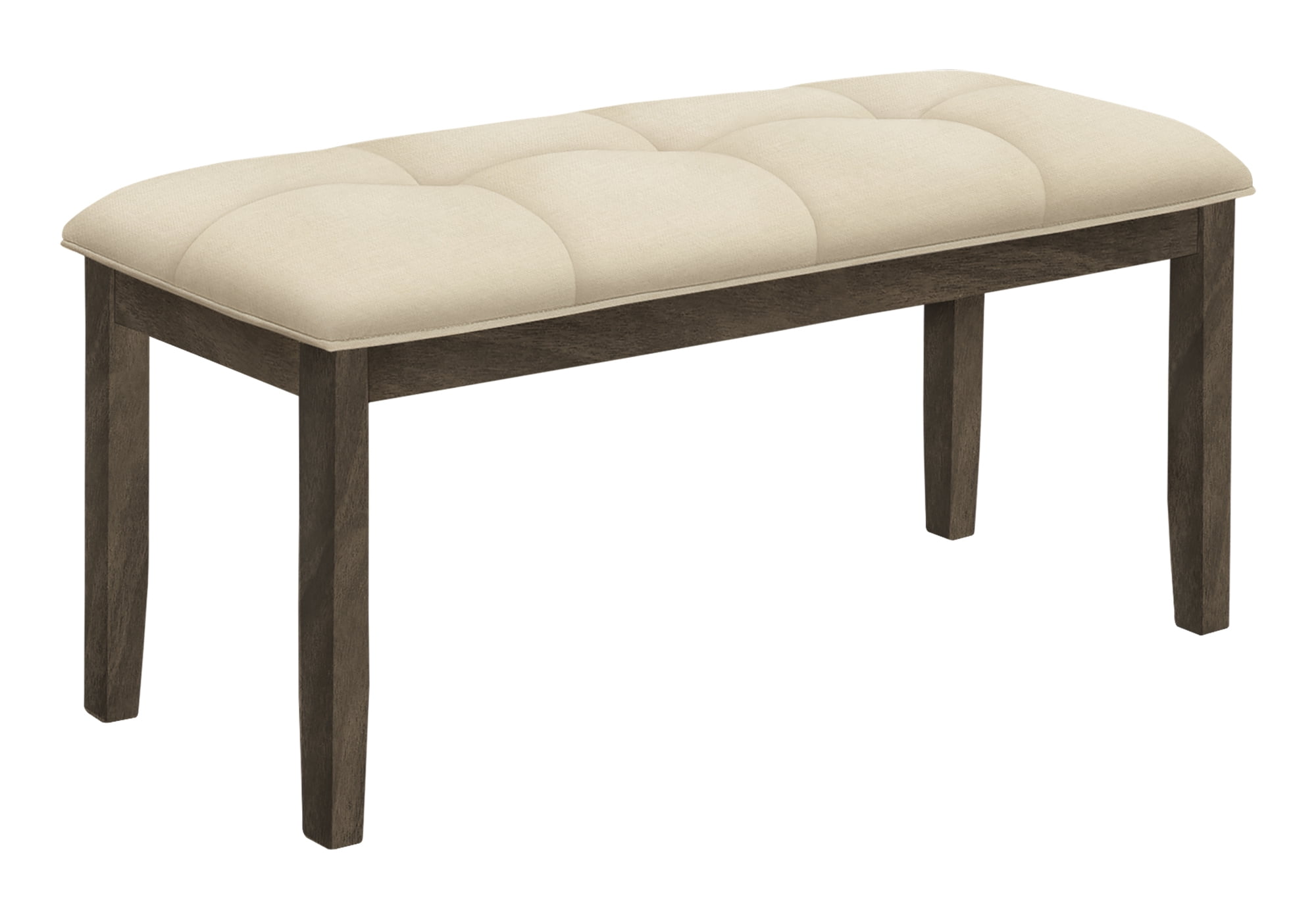 44" Cream Upholstered Bench with Gray Solid Wood Frame