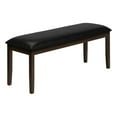 thumbnail image 1 of Bench, 48" Rectangular, Dining Room, Hallway, Entryway, Upholstered, Wood, Brown Solid Wood, Black Leather-look, Transitional, 1 of 11