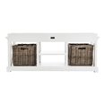 thumbnail image 1 of NovaSolo Halifax Entryway Bench with Cushion and Baskets Wood in Pure White, 1 of 14