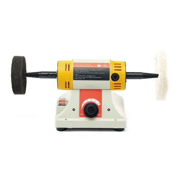 Bench Buffer Polisher, 1/2HP Polishing Buffing Machine 0-8000 RPM with 4" Cloth, 3" Grinding & Fiber Wheel for Metal, Jewelry, Wood, Plastic