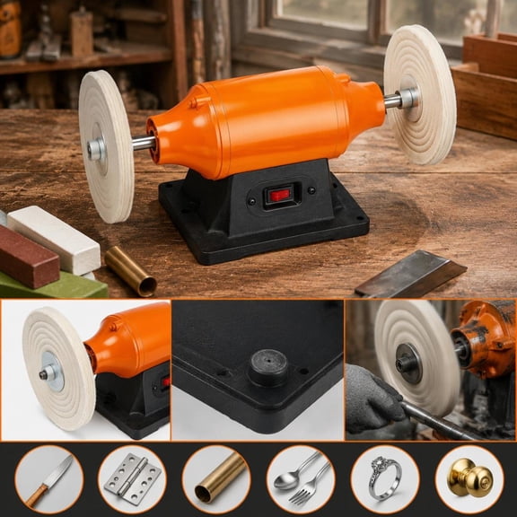 Bench Buffer Polisher, 3/4Hp, 8-Inch Benchtop Polishing Machine, 3450Rpm Single Speed, 2 Cloth Wheels, Cast Iron Base