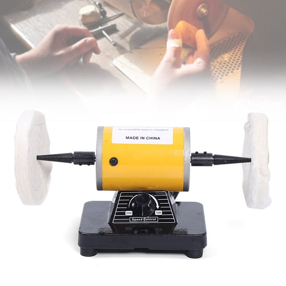 Bench Buffer Polisher with 2 Buffing Wheels, Adjustable Variable Speed Bench Grinder Polishing & Buffing Machine, Adjustable Bench Buffer Polisher