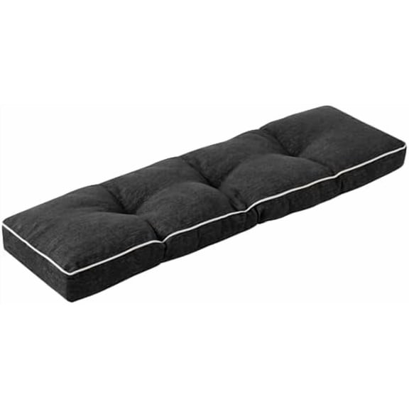 Bench Cushion, 36 x 14 Inch Patio Furniture Cushions with Durable Ties, Soft Memory Foam Bench Cushions for Indoor/Outdoor Furniture with Non-Slip Bottom, Kitchen&Dining, Black