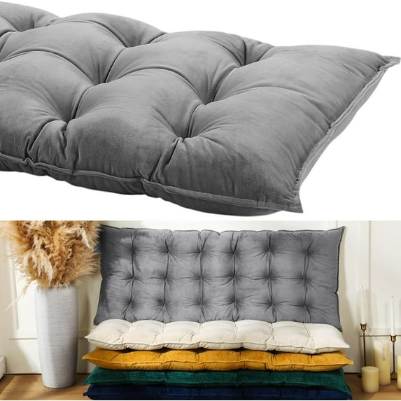 Bench Cushion for Indoor Furniture 40x20 in Velvet Thicken Indoor Window Seat Cushion, Piano Sofa, Entryway Storage, Bay Window Tufted Patio Porch Swing Bench Pad Memory Foam(Gray)