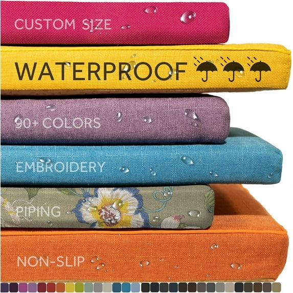 Bench Cushion Pads for Indoor/Outdoor Furniture/Window Seat Chair Sofa Couch Swing Garden 70D High-Resilience Upholstery Thickened Foam 3 Inch Thickness 2 Ties with Beige Non-slip Bottom