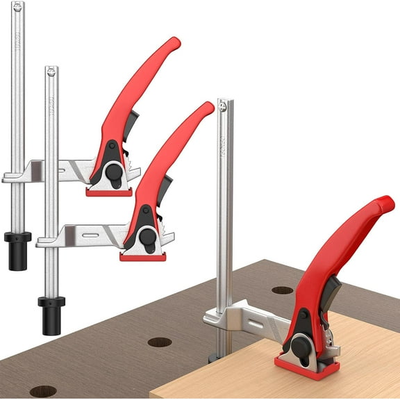 Bench Dog Clamp, 5/8 inch Dog Holes Workbench Clamp for Woodworking, Adjustable MFT Table Hold Down Quick Fixed Clip, Workbench Accessories for Wood Carving Routing Sanding, 2 Pack