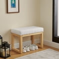 thumbnail image 1 of Bench, Entryway Bench, Shoe Storage Stool with Solid Wood Frame, Soft Loop Yarn Cushion and Modern Design, for Hallway Mudroom, Beige, 1 of 10