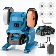 Bench Grinder, Dual Wheel Desktop Electric Grinding Polisher with Suction Cup Base, for Knife Sharpening, Tool Polishing, Metal Rust Removal and DIY Workshop Projects