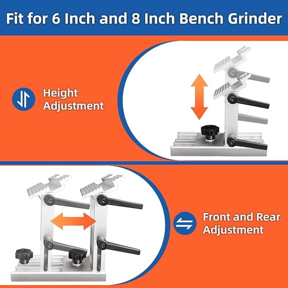 Bench Grinder Tool Rest, Adjustable Replacement Tool Rest Sharpening Jig for 6" or 8" Bench Grinder - with Flat Miter Slide for 0-2.5 inch Wide Blades and Chisels