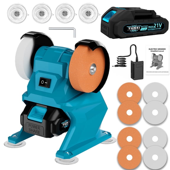 Bench Grinder with Dual Grinding Wheels, Heavy-Duty Electric Bench Grinding Machine for Sharpening, Polishing and Deburring Metal Workpieces
