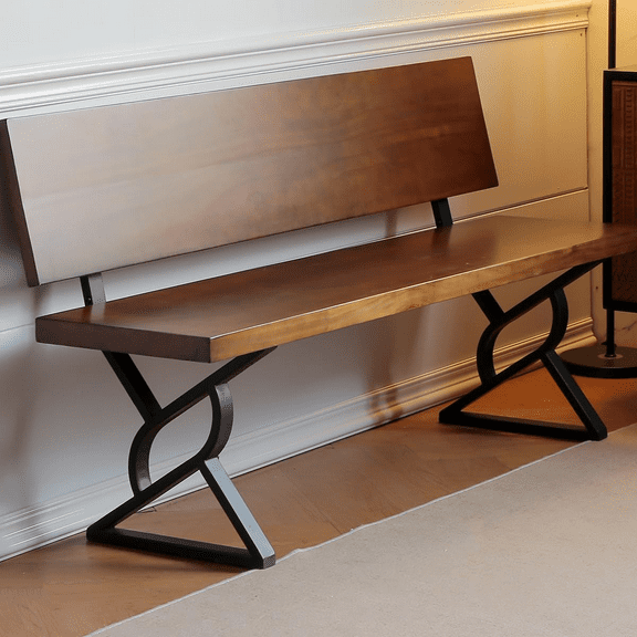 Bench Legs 16 Inch Triangle Metal Chair Base Legs with Backrest Bracket Set of 2