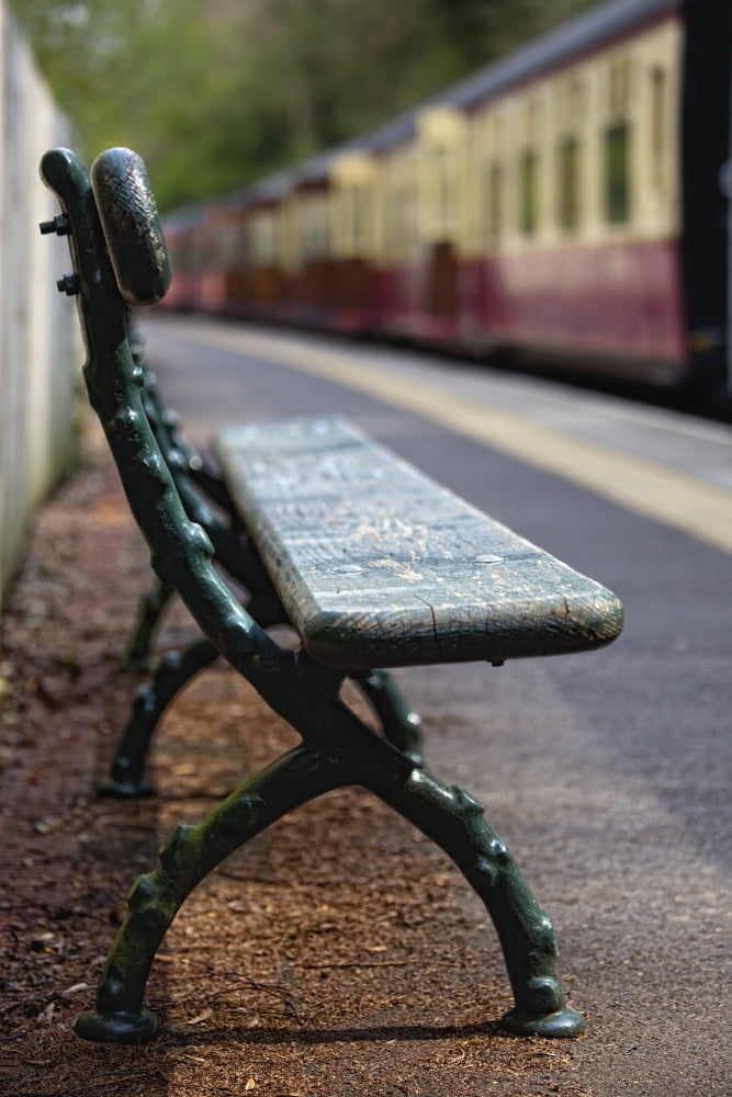 Bench On Train Platform YorkshireEngland Canvas Art - John Short Design Pics (24 x 38)